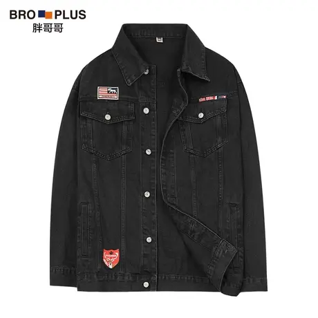 胖哥哥大码个性牛仔外套男2023新款秋季加肥加大潮流宽松夹克外套商品大图