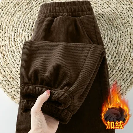 ZR真维斯灯芯绒裤子女2023新款休闲显腿长垂感雪尼尔加绒裤子女士商品大图