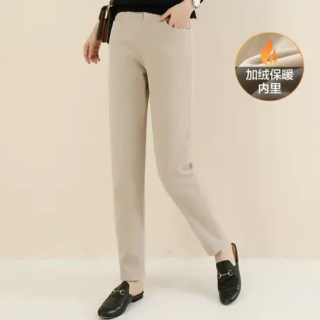韩潮袭人高腰修身加绒加厚休闲裤女2023冬装新款显瘦西装小脚裤图片