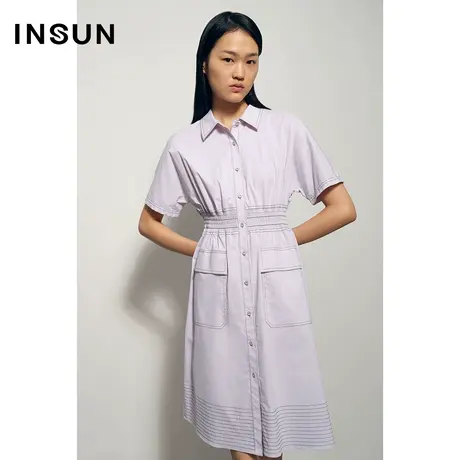 INSUN恩裳夏季收腰轻薄通透衬衫连衣裙图片