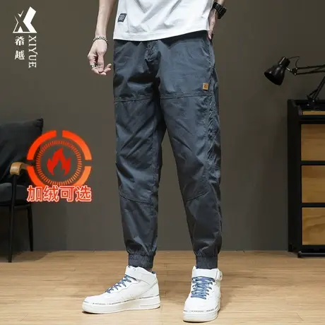 夏季加大工装休闲裤加绒男束脚百搭长裤潮流春秋宽松男士运动裤子图片