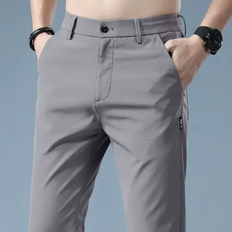 春夏季薄款冰丝商务西裤男士修身小脚运动休闲长裤子夏天2024新款商品大图