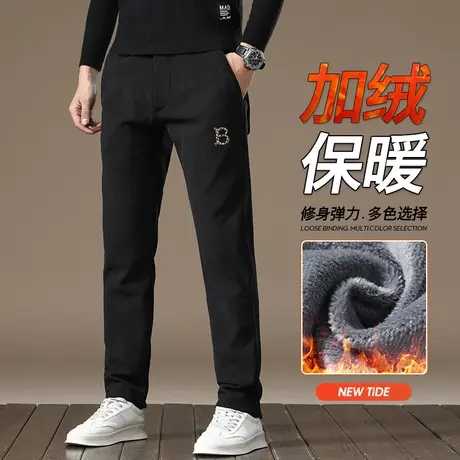 防寒防风冬天保温直筒男裤子秋冬款男士加绒加厚休闲长裤冬季男装商品大图
