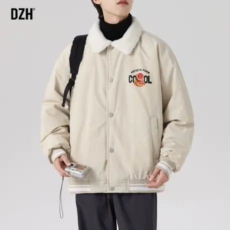 男士翻领夹克棉服男冬季加绒加厚外套2024新款潮美式棉衣保暖棉袄商品大图