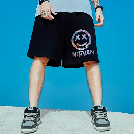 国潮中国风男裤胖子纯棉大码宽松加肥加大潮牌运动五分裤情侣短裤图片