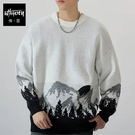 伟臣秋冬加厚男士大码毛衣胖子加肥加大宽松针织衫肥佬打底衫套头商品大图