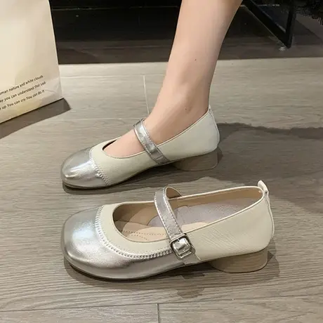 小香风玛丽珍女鞋2023年新款夏季芭蕾鞋子法式浅口单鞋复古奶奶鞋商品大图