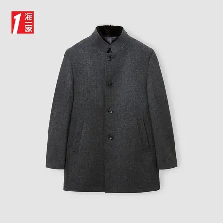 海一家简约立领外套2023冬季新款保暖商务休闲中年男士大衣图片
