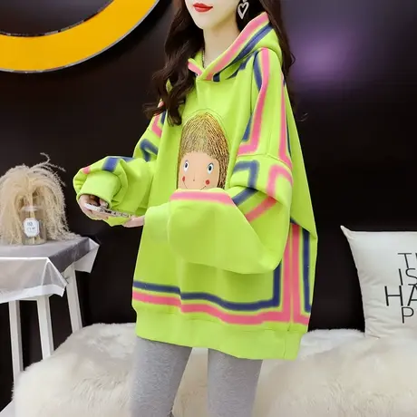加绒加厚连帽卫衣外套女2024新款春季爆款洋气减龄宽松设计感上衣图片