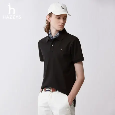 Hazzys哈吉斯奥莱男士休闲短袖POLO衫春季新款纯色上衣通勤T恤男图片