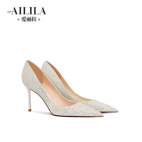 爱丽拉水晶法式主婚鞋女2023新款禾秀婚纱两穿新娘高跟鞋平时可穿商品大图