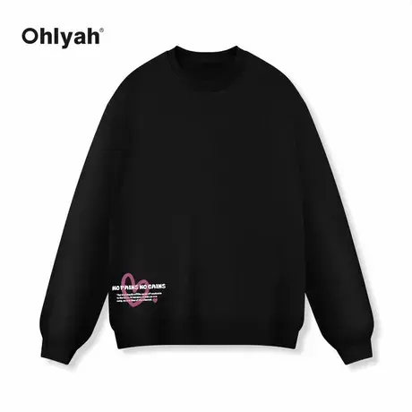 Ohlyah爱心图案基础圆领卫衣男女春秋季美式潮牌休闲宽松薄款上衣商品大图