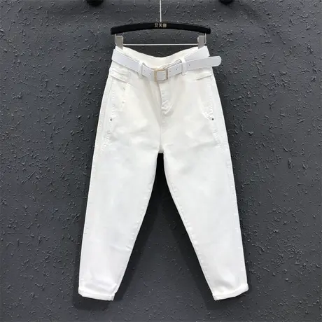 白色牛仔长裤女2023春夏新款休闲老爹裤高腰宽松显瘦哈伦裤垮裤潮商品大图