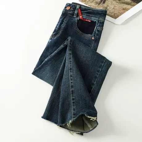 复古深色老爹牛仔裤女春秋季高腰显瘦直筒裤2023新款哈伦裤小脚裤商品大图