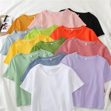 2023年网红夏季新款短款女装复古性感露脐上衣服ins超火短袖T恤潮图片