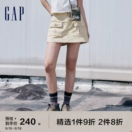 Gap女装夏季2023新款户外工装时尚牛仔短裤851227直筒露营休闲裤图片