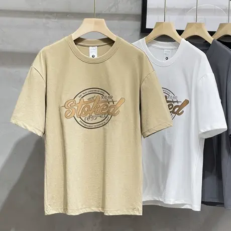 半袖t恤男士短袖2023新款潮流日系宽松印花五分袖男装上衣服夏季商品大图