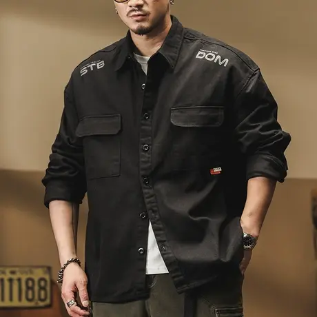 外套男春秋百搭工装衬衫长袖休闲春秋季男装外套时尚衬衣男士外套图片