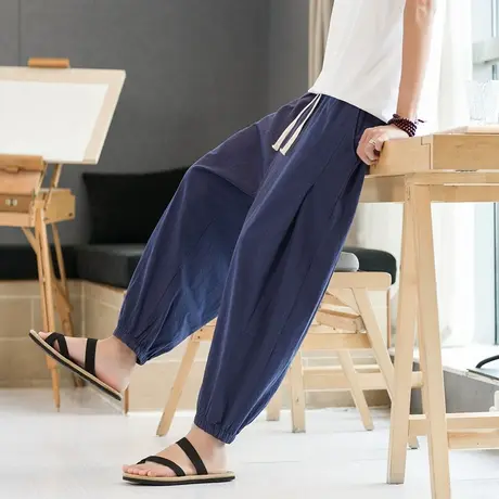 秋季薄款休闲裤男士宽松九分夏裤男生裤子速干男款夏天运动束脚裤商品大图