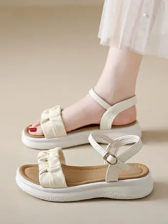 舒适百搭软底厚底凉鞋女夏季2023年新款仙女配裙子平底罗马沙滩鞋商品大图