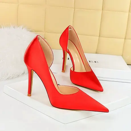 2023年新款春秋尖头细跟伴娘鞋礼服婚鞋性感气质宴会单鞋高跟鞋女商品大图