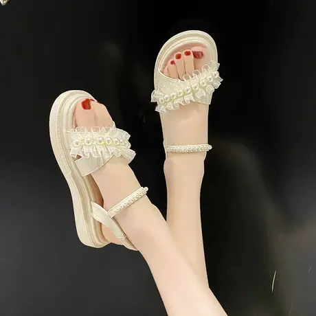 今年流行的凉鞋女夏季公主风配裙子平底凉拖外穿软底孕妇鞋一脚蹬商品大图