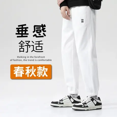 2022春季新款休闲裤男潮流宽松抽绳束脚裤子男百搭帅气九分卫裤男图片