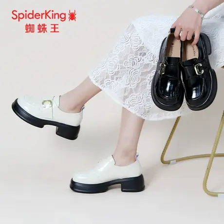 SPIDER KING/蜘蛛王乐福鞋女真皮2023秋商场新款漆皮小皮鞋厚底潮图片