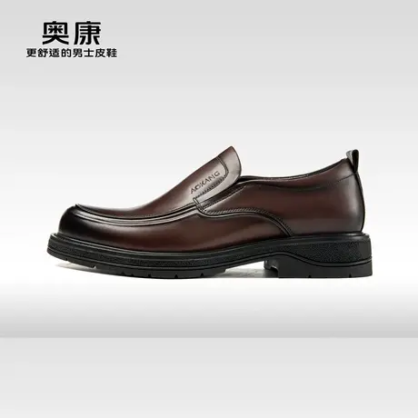 奥康男鞋2023秋季新款英伦商务正装皮鞋低跟真皮舒适通勤工作鞋男商品大图