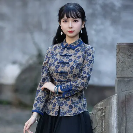 筠雅唐装女中国风棉麻中式盘扣旗袍上衣年轻时尚茶服高端女装春款商品大图