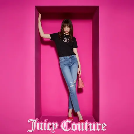 Juicy Couture橘滋2023新款甜美花簇绣女T恤商品大图