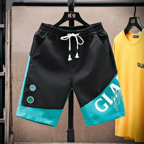 短裤男夏季薄款潮牌潮流五分裤子男士外穿休闲运动沙滩大裤衩中裤商品大图