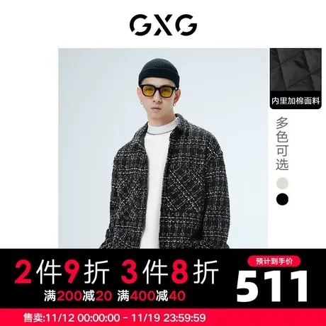 GXG男装 双色经典格纹翻领夹克加棉外套 2022年冬季新品图片
