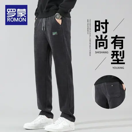 罗蒙男士休闲裤秋冬季雪尼尔灯芯绒长裤子潮潮牌运动卫裤加绒男款商品大图