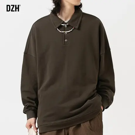 男士美式套头卫衣男秋季长袖2023新款慵懒风polo衫休闲外套打底衫图片