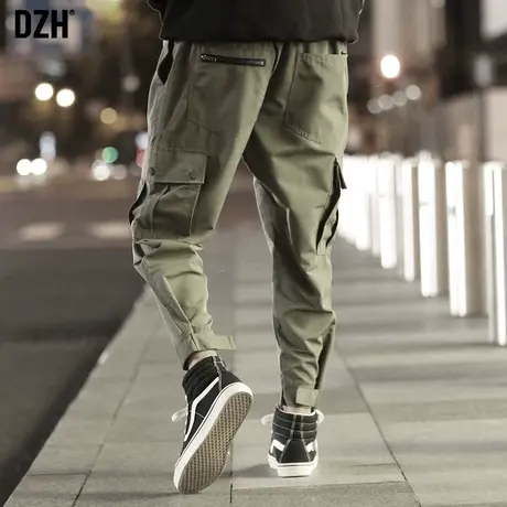 男士休闲裤子春秋季宽松2023新款男裤军绿色ins工装裤男潮牌束脚商品大图