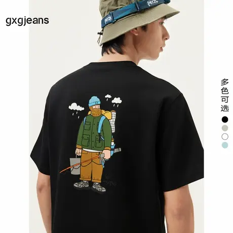 gxg.jeans男装 后背趣味印花潮流宽松圆领短袖T恤男生 25夏季新款图片