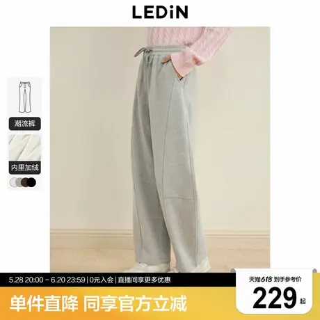 乐町针织香蕉裤新款冬季休闲裤韩系宽松阔腿裤百搭高腰加厚加绒裤商品大图
