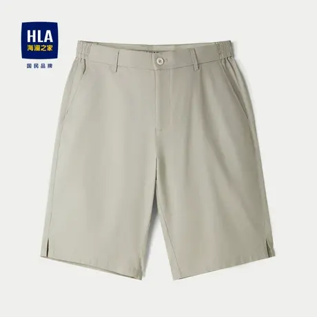 HLA/海澜之家含亚麻纤维休闲中裤柔软亲肤松紧腰裤子男商品大图