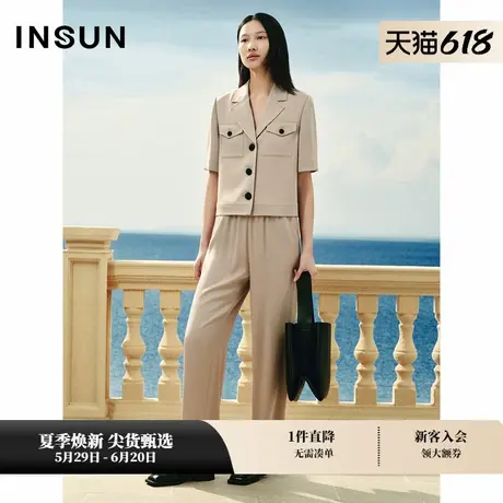 INSUN恩裳专选夏装醋酸混纺工装短袖西装商品大图
