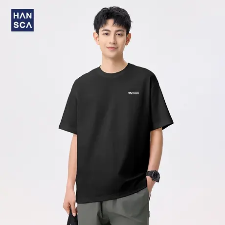 hansca 夏季薄款抑菌防螨速干T恤男2025新款字母印花百搭短袖上衣商品大图