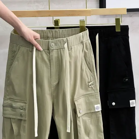 春秋男士日系工装裤子2023新款潮牌潮流百搭男装九分休闲裤男宽松商品大图