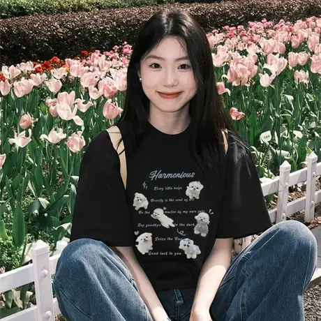 KWV真维纯棉短袖t恤女夏2025新款爆款胖mm显瘦大码女装上衣女夏商品大图