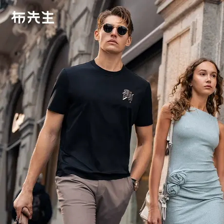 MrBu布先生抽象拼接设计上衣2025夏季新款舒适透气男士T恤ET16201图片