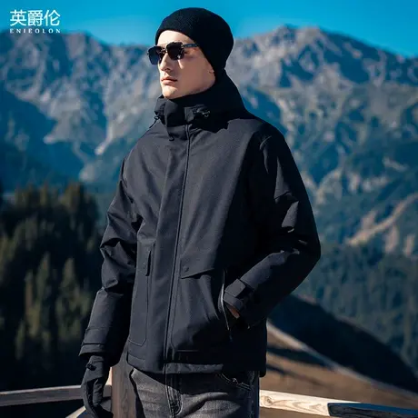 2024新款90绒子工装羽绒服男连帽保暖冬装潮牌男士冬季白鸭绒外套商品大图