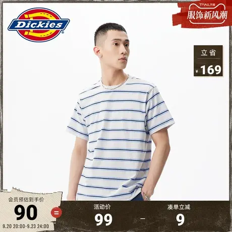 Dickies商场同款短袖条纹T恤 情侣舒适时尚工装灵感上衣图片