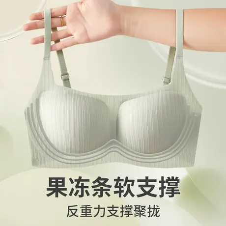 都市丽人内衣女小胸聚拢显大果冻条支撑防下垂收副乳文胸罩夏季薄商品大图