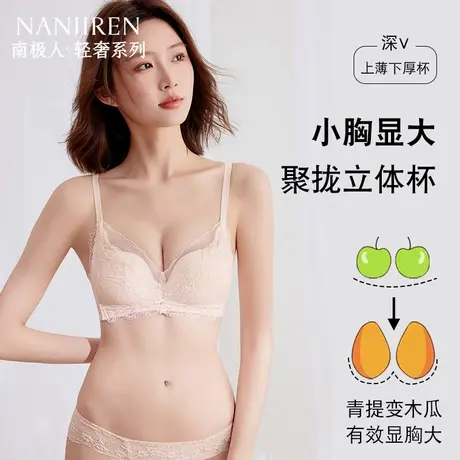 南极人内衣女小胸显大聚拢防下垂不跑杯2025夏季新款透气蕾丝文胸商品大图