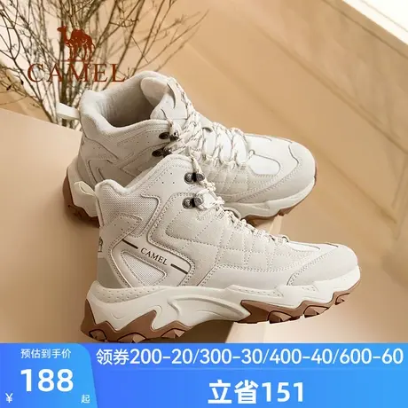 骆驼加绒运动鞋女款2025冬季新款保暖防滑棉鞋短靴户外徒步登山鞋商品大图