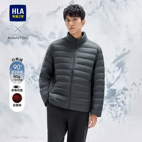 HLA/海澜之家轻商务经典系列羽绒服24秋冬新石墨烯保暖印花外套男商品大图